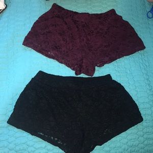 f21 2 pair of lace shorts